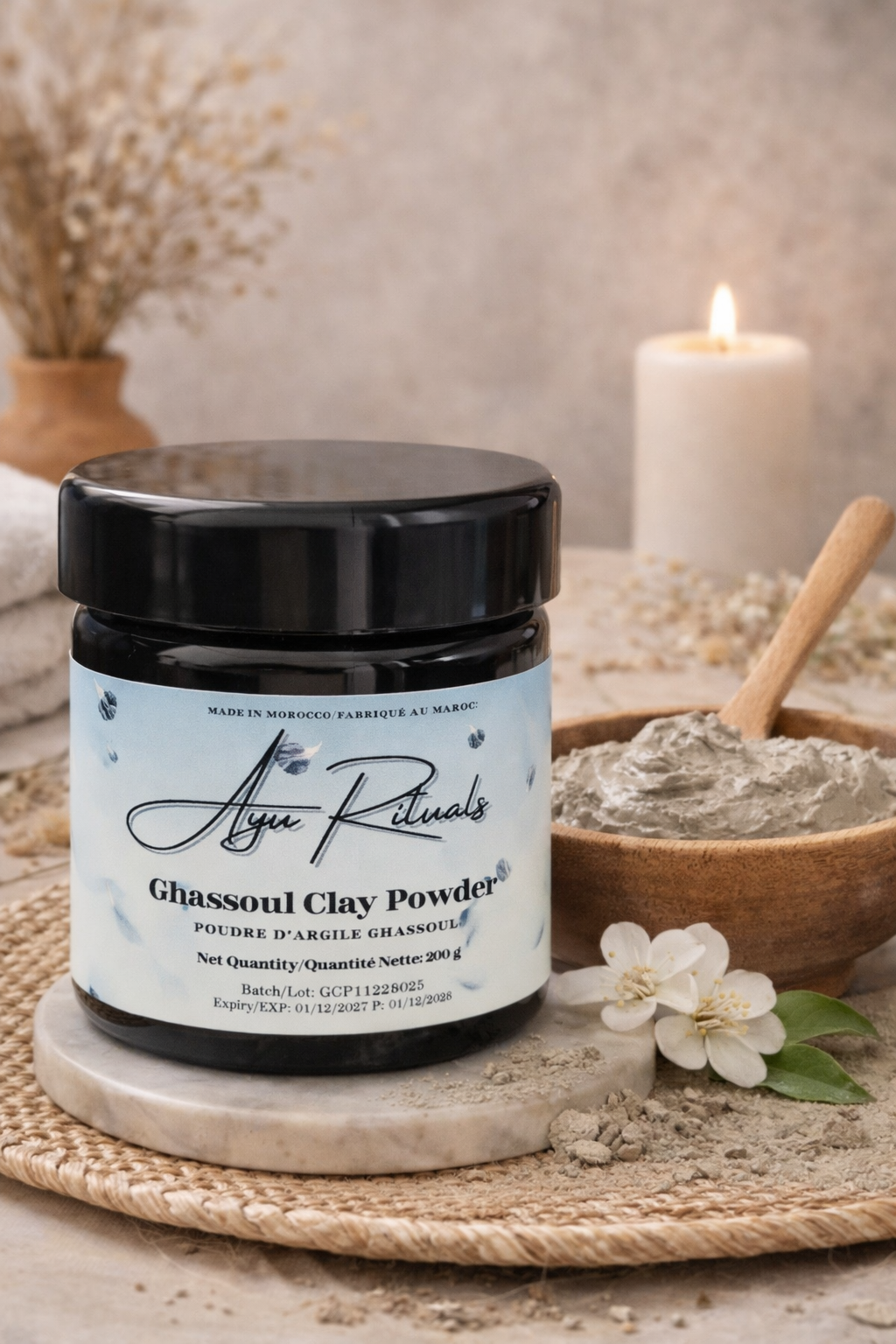 Ghassoul Clay – 100% Pure Moroccan Rhassoul Powder (200 g)